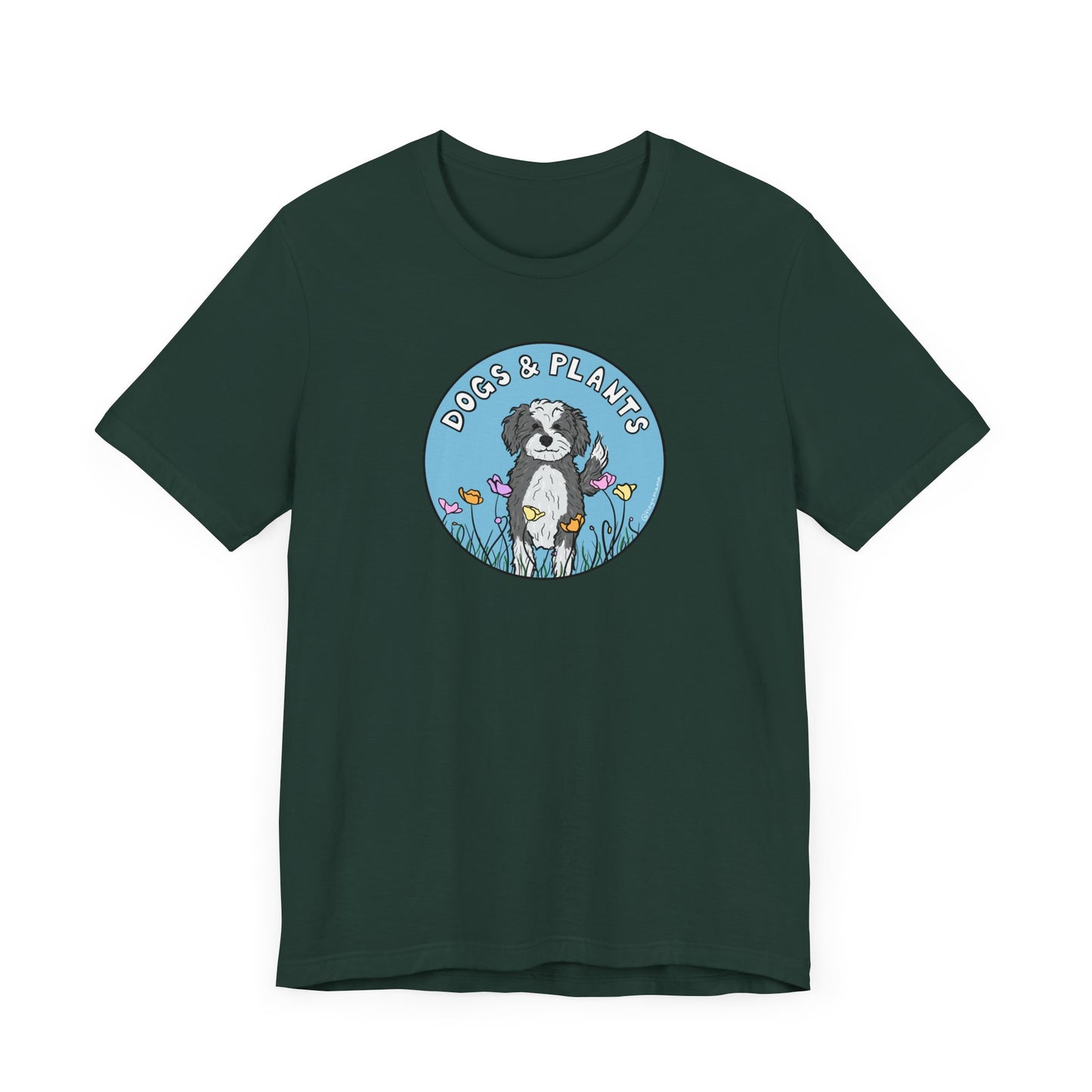 Dogs & Plants T-Shirt for Doodle & Plant Lovers - Forest Green