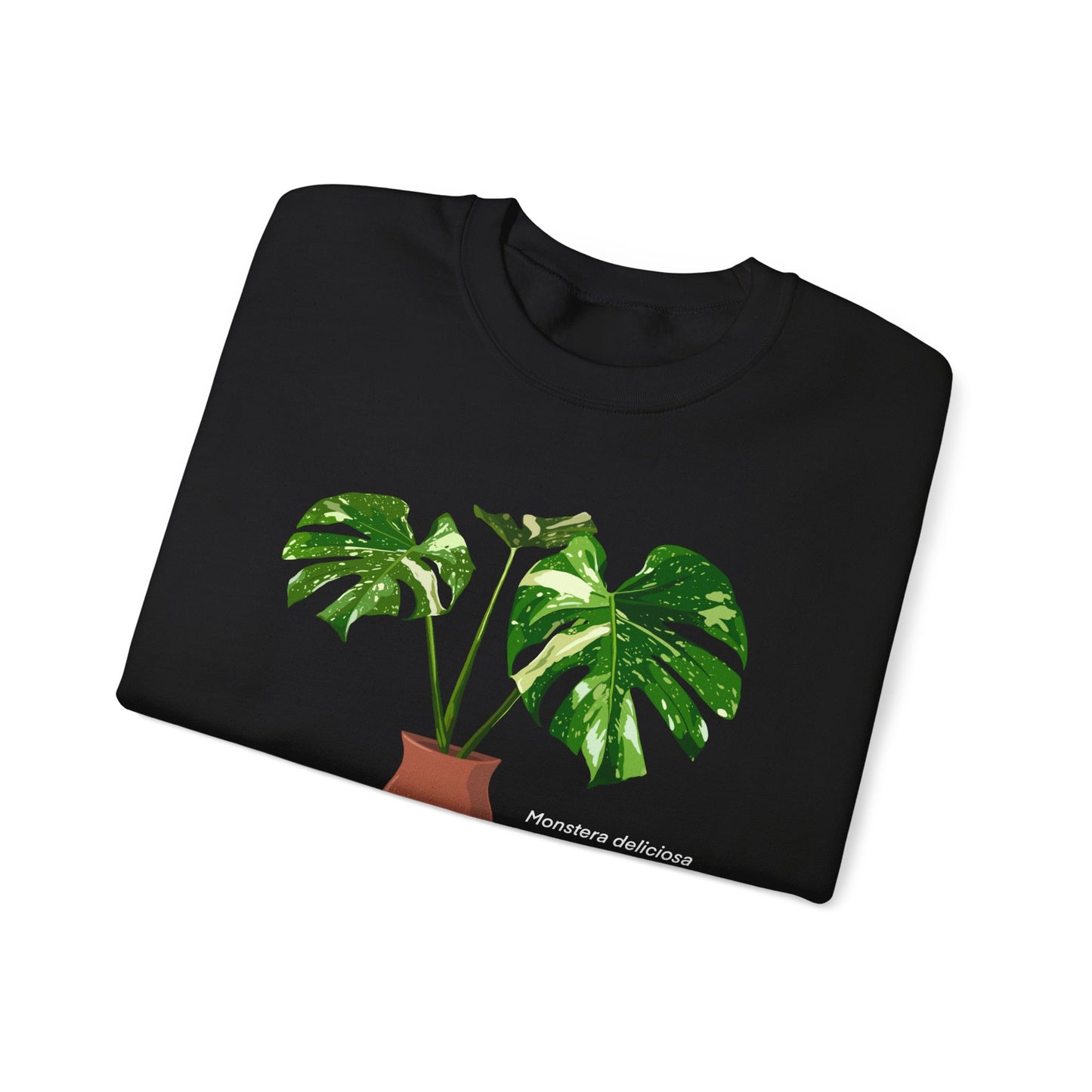 Monstera Deliciosa Thai Constellation Plant Lover Crewneck Sweatshirt - Black