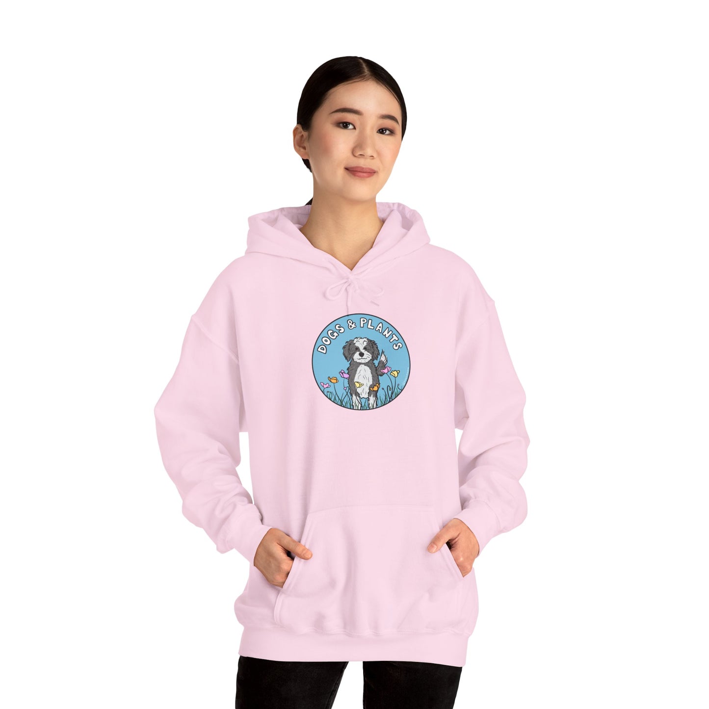 Dogs & Plants Hoodie for Doodle & Plant Lovers - Light Pink