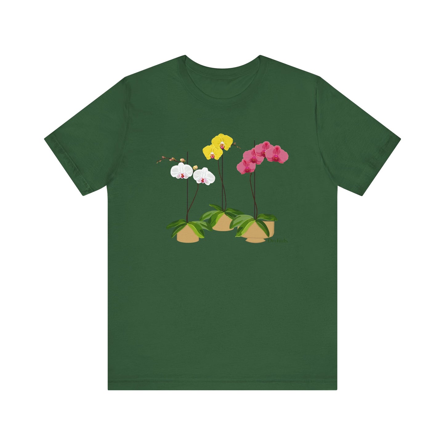 Orchid Trio T-Shirt for Plant and Flower Lovers - White, Black, Pink, Mauve, Green or Blue