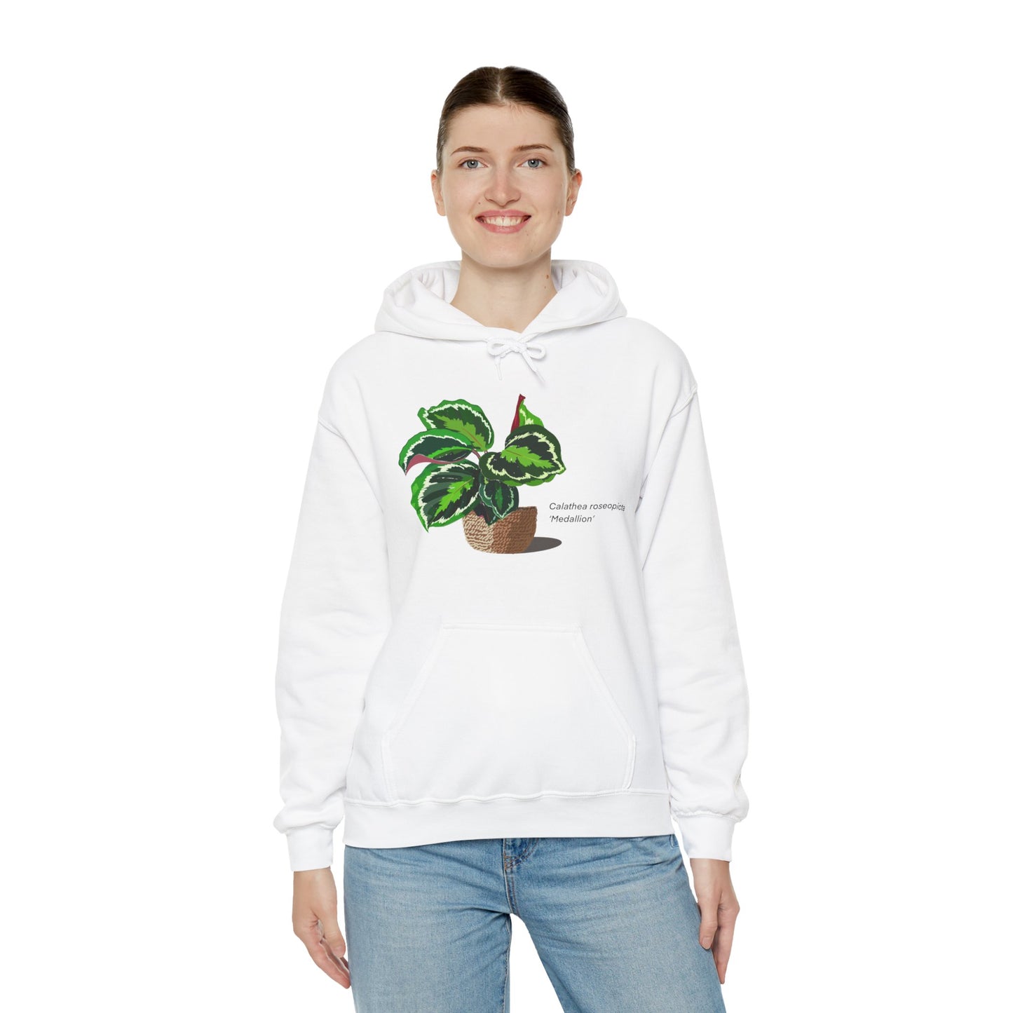 Calathea Roseopicta 'Medallion' Plant Hoodie - White