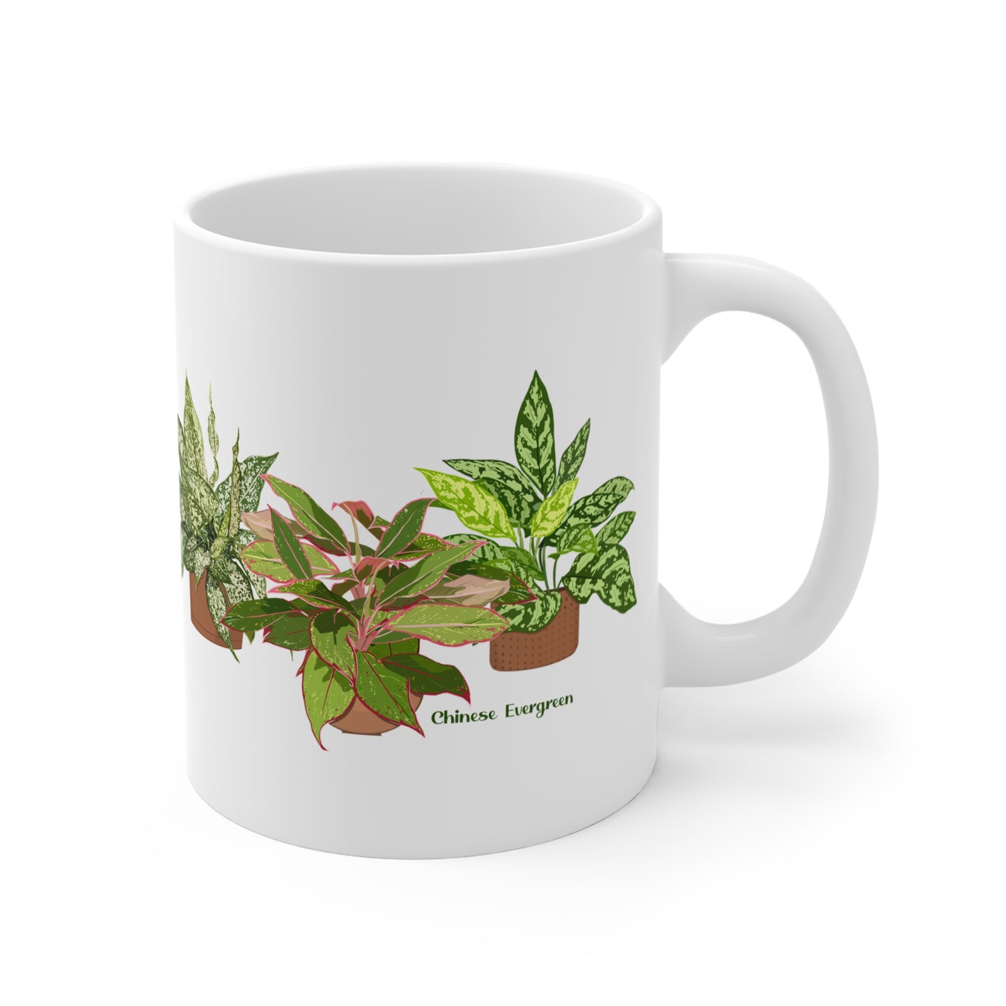 Chinese Evergreen Trio Plant Lover Mug - White