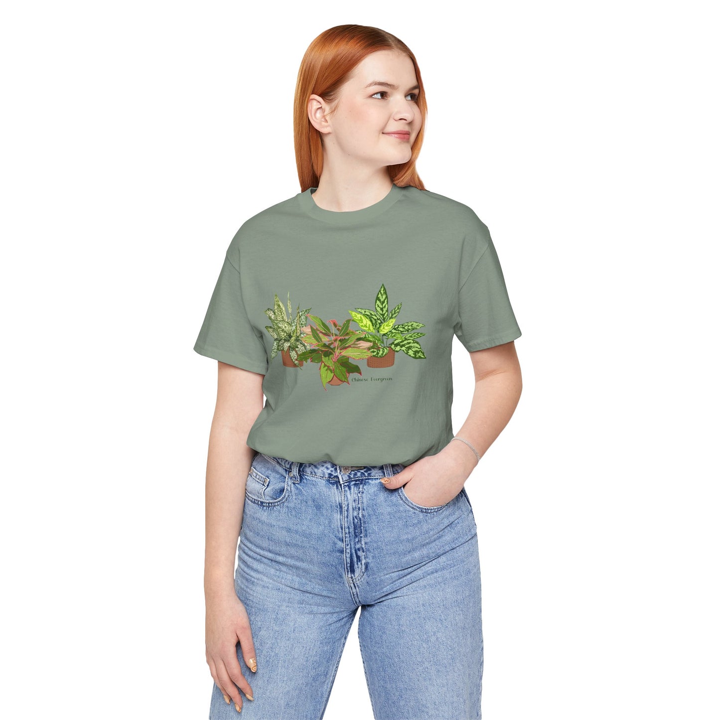 Chinese Evergreen Trio T-Shirt for Plant Lovers - White, Black, Mauve, Tan or Sage