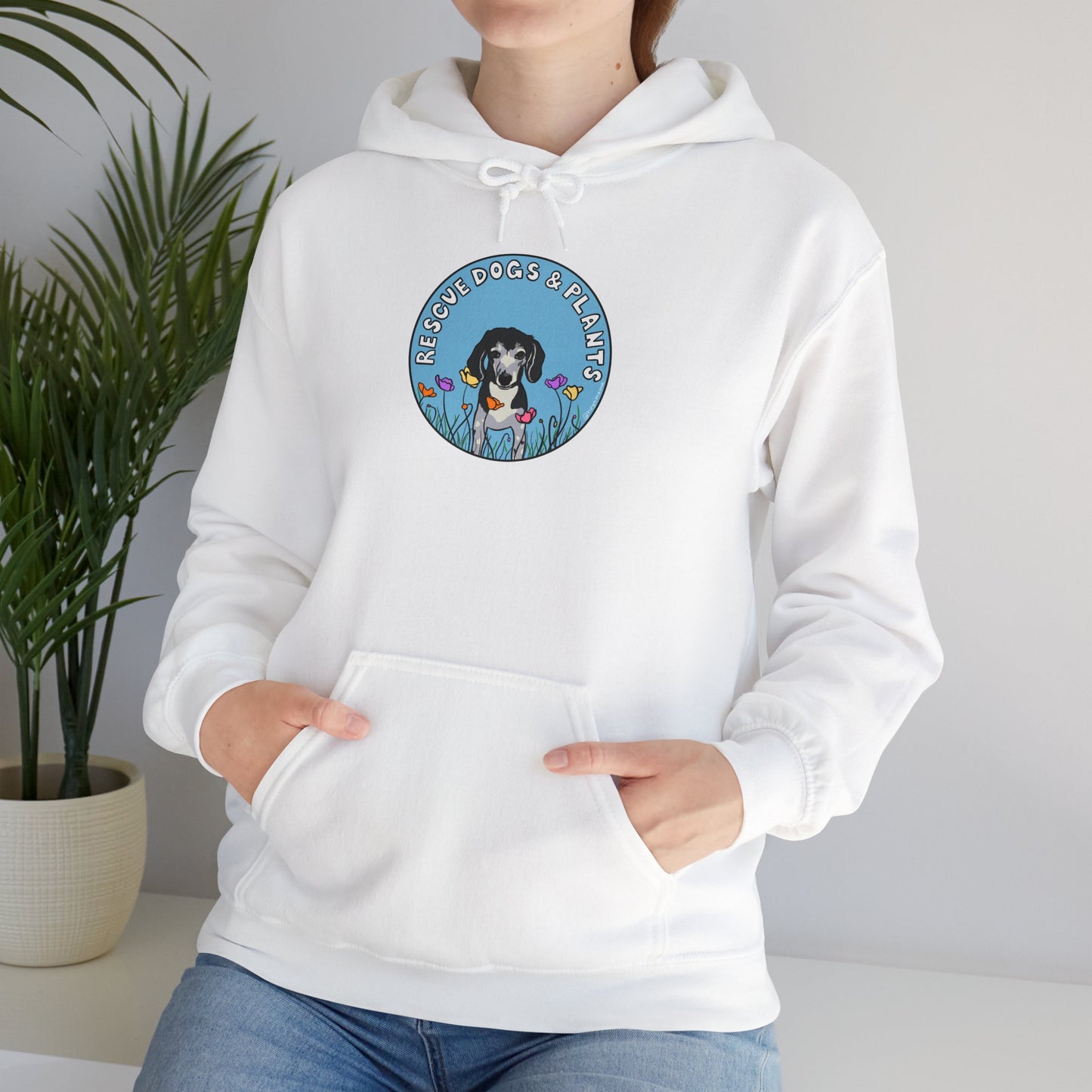 Dogs & Plants Hoodie for Rescue Dogs & Plant Lovers - White