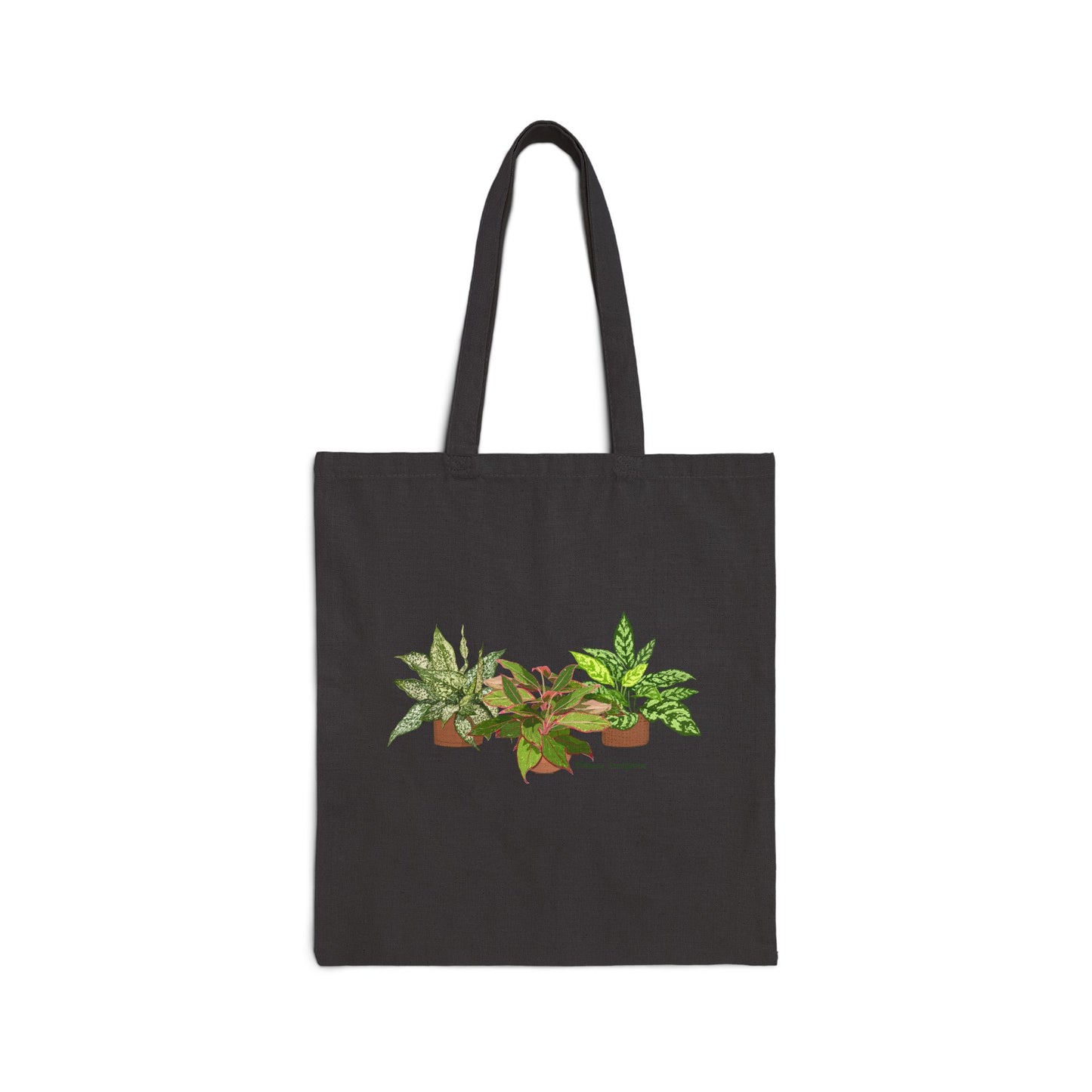Chinese Evergreen Trio Plant Lover Canvas Tote Bag - Black