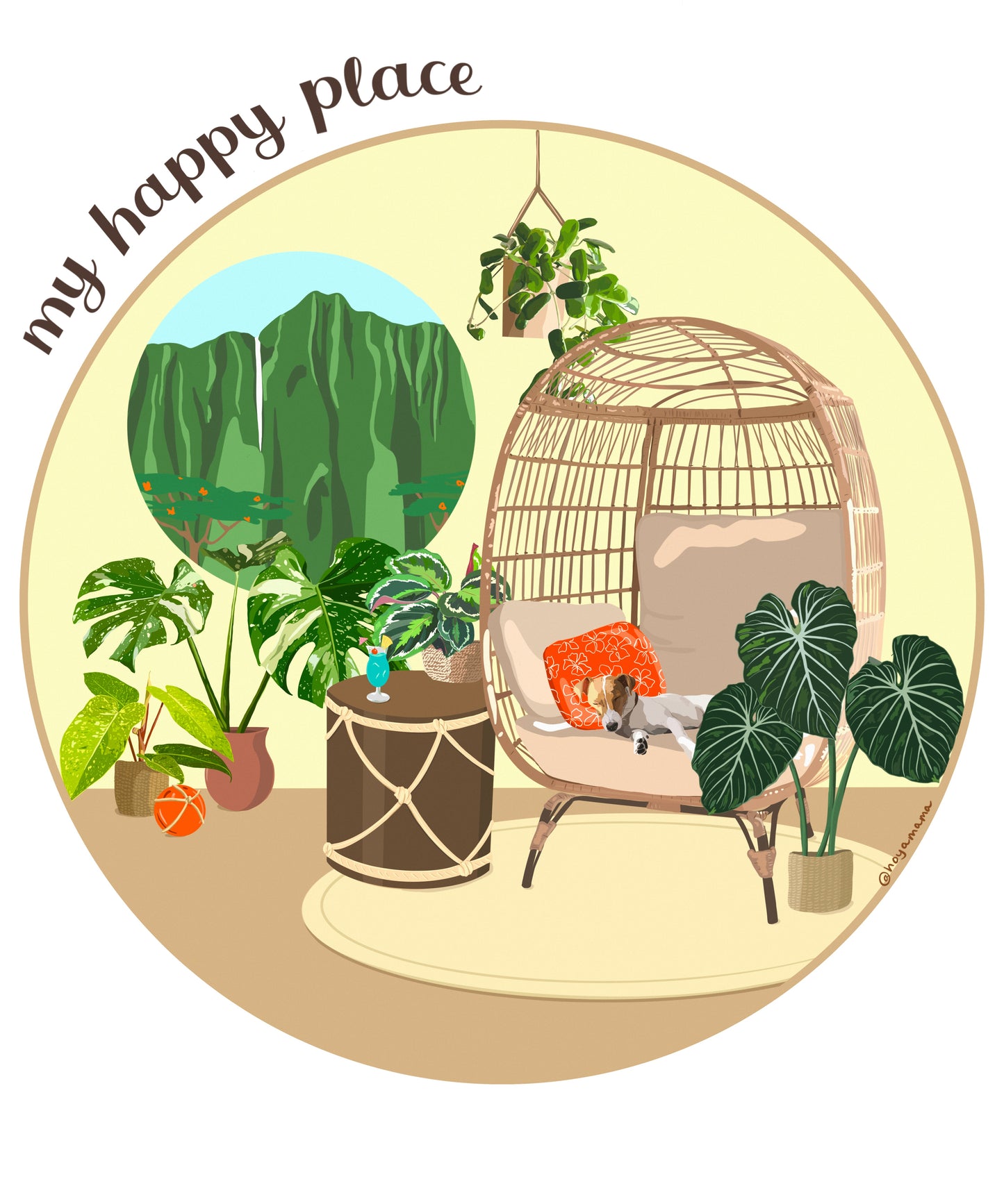 My Happy Place Tropical Plant Lover Sticker