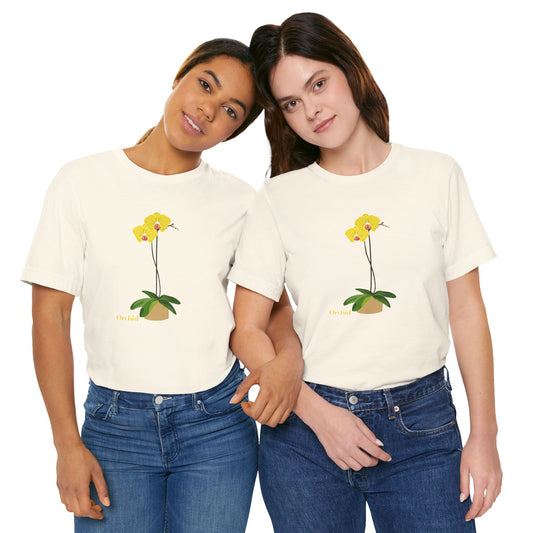 Yellow Orchid T-Shirt for Plant and Flower Lovers - White, Natural, Black, Sage