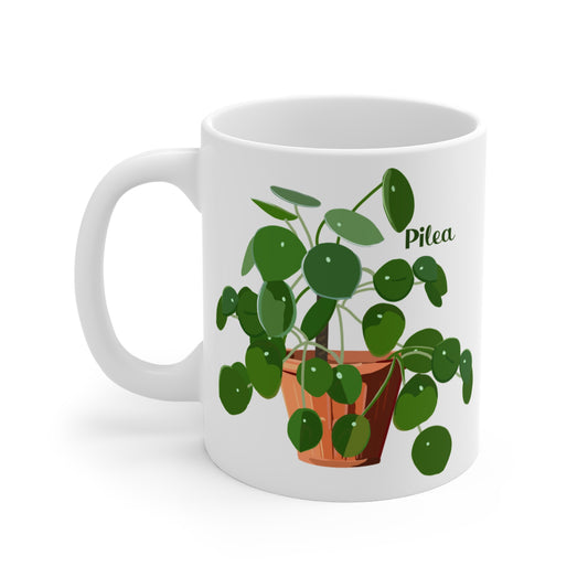 Pilea Peperomioides "Chinese Money Plant" Mug - White