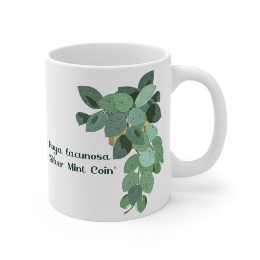 Hoya Lacunosa "Silver Mint Coin" Plant Lover Mug - White