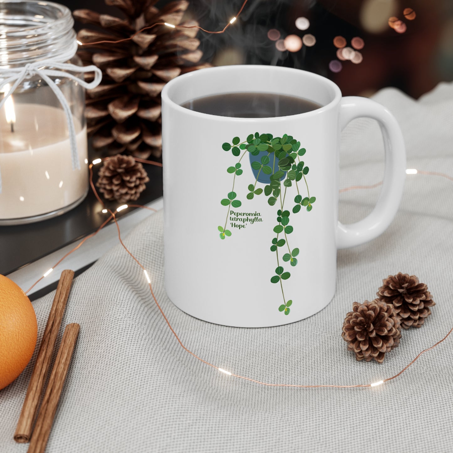 Peperomia Tetraphylla "Hope" Plant Lover Mug - White