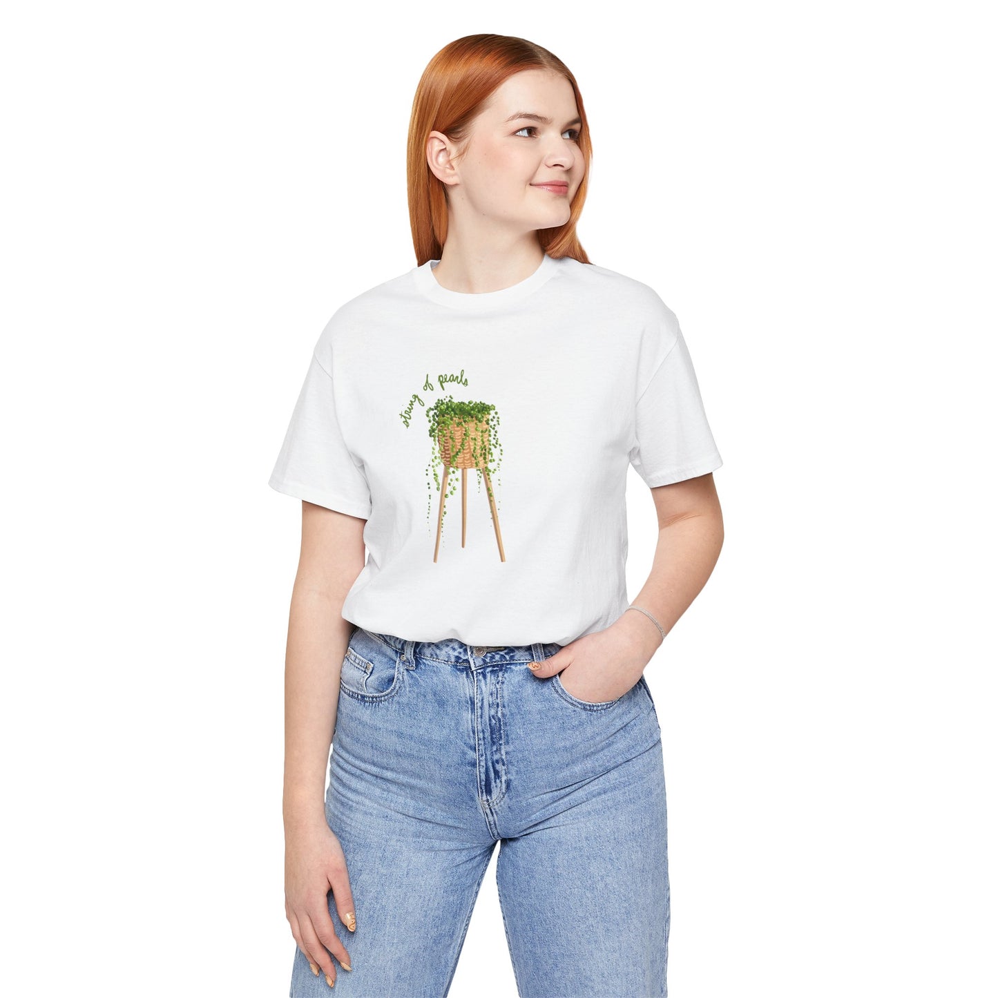 String of Pearls Succulent Plant Lover T-Shirt - White, Natural, Black