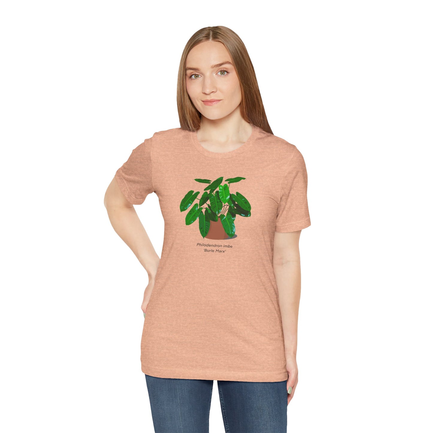 Philodendron Imbe 'Burle Marx' Plant Lover T-Shirt - Heather Peach