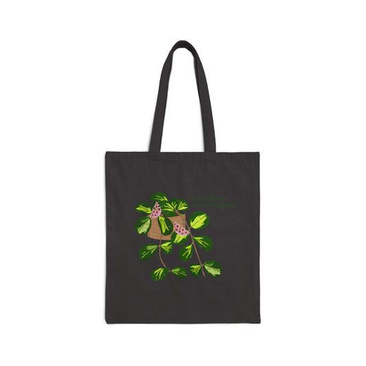 Hoya Obovata Inner Variegated Canvas Tote Bag - Black