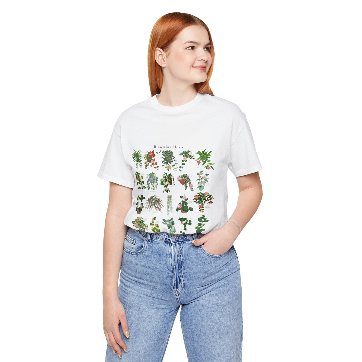 Blooming Hoya Chart T-Shirt for Plant Lovers - White, Natural
