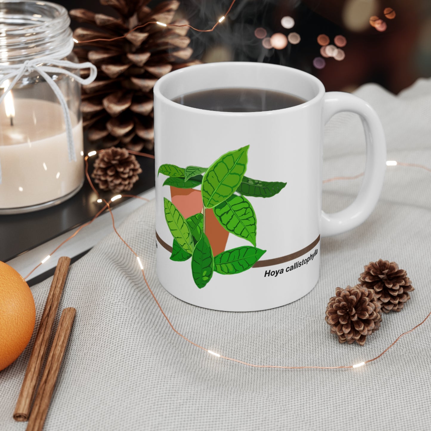 Hoya Callistophylla Plant Lover Mug - White