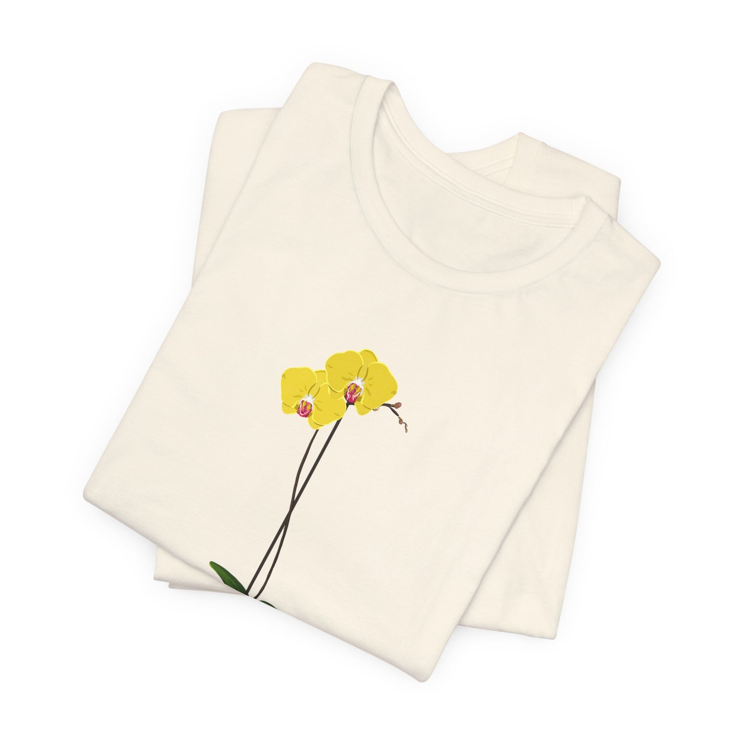 Yellow Orchid T-Shirt for Plant and Flower Lovers - White, Natural, Black, Sage