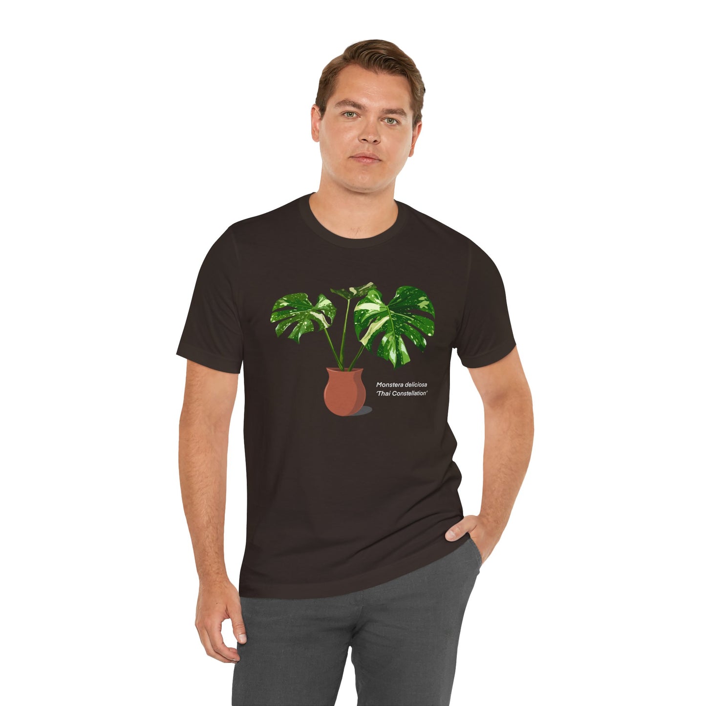 Monstera Deliciosa "Thai Constellation" Plant Lover T-shirt - Brown