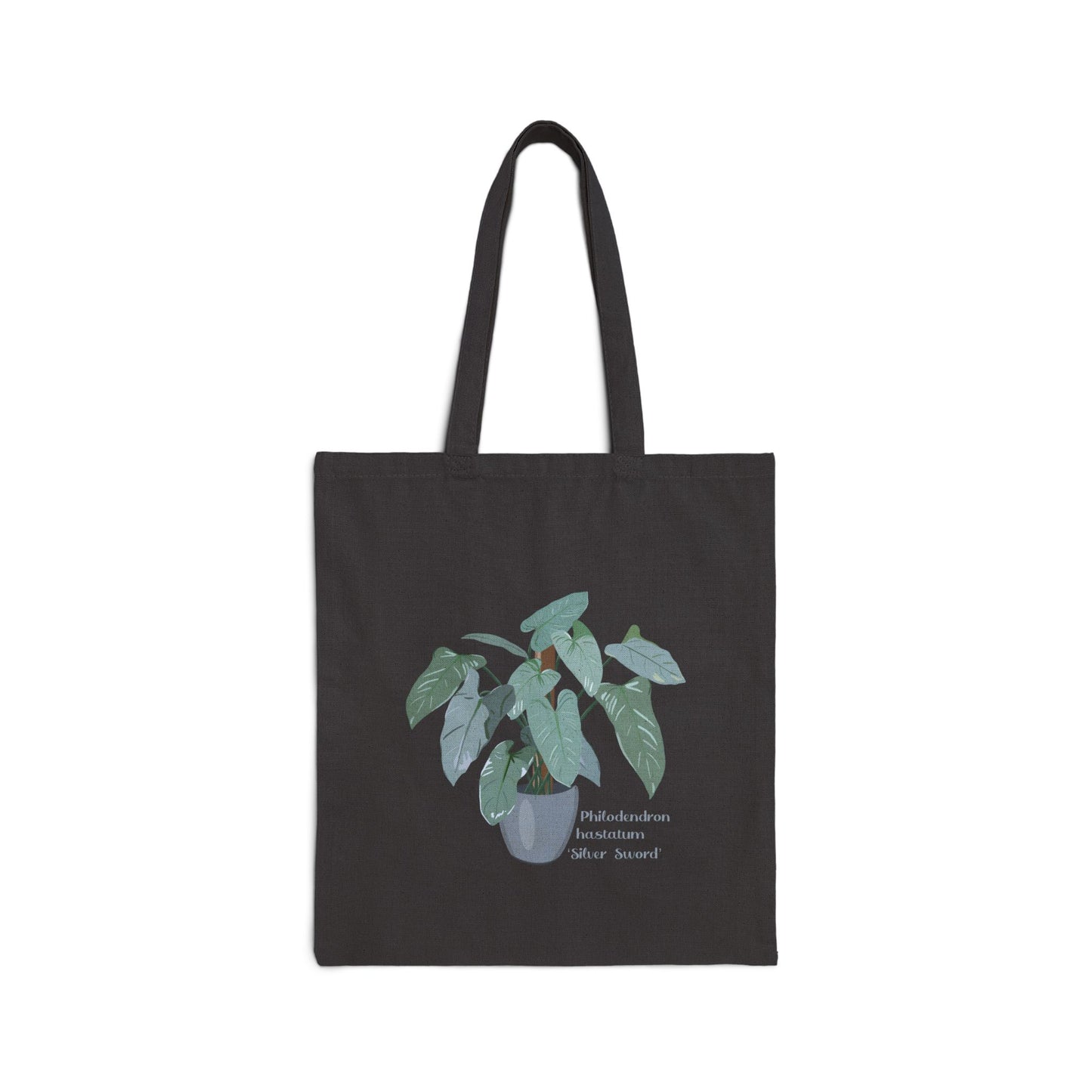 Philodendron Hastatum "Silver Sword" Canvas Tote Bag - Black