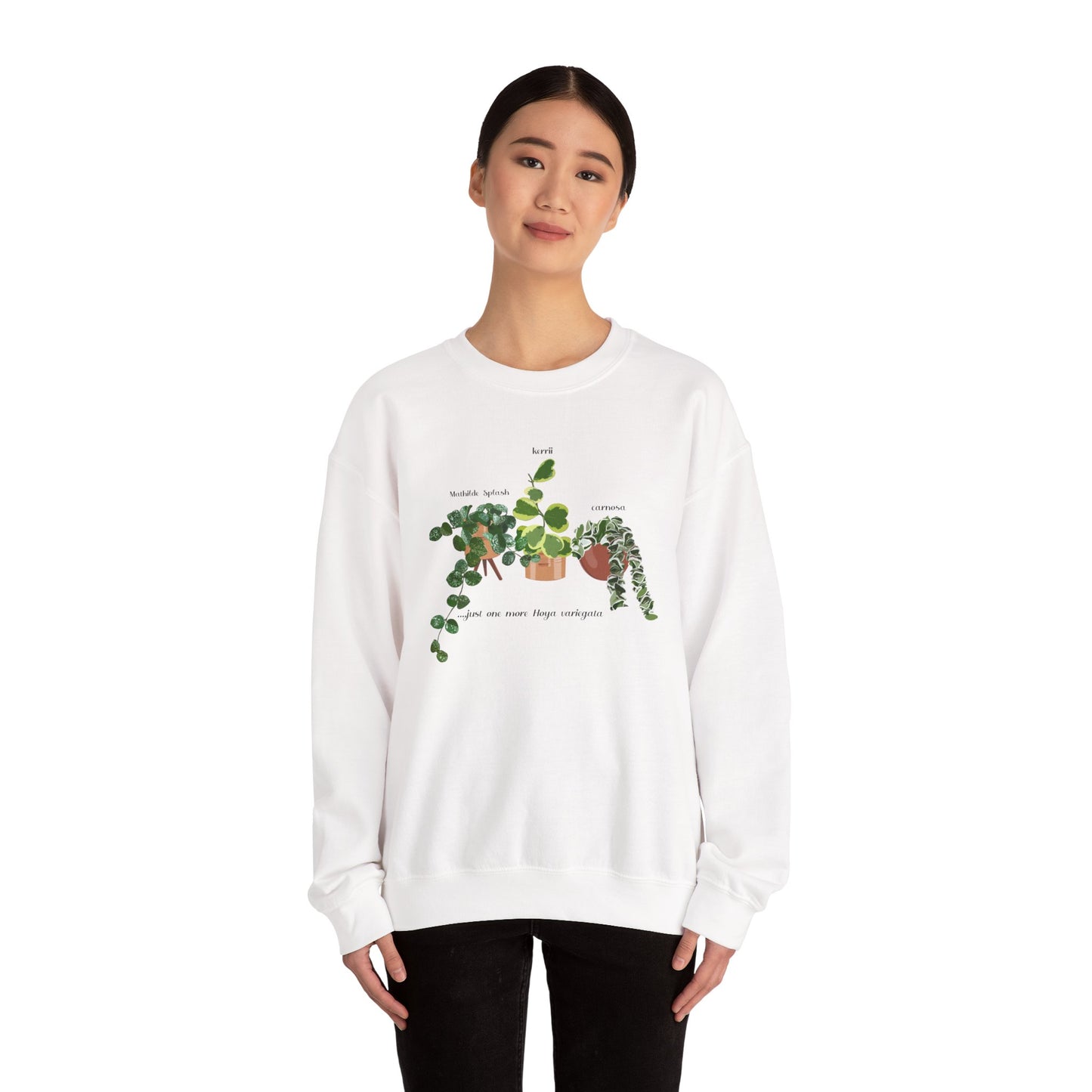 Hoya Mathilde Splash, Kerrii Variegata and Carnosa Hindu Rope Trio Crewneck Sweatshirt