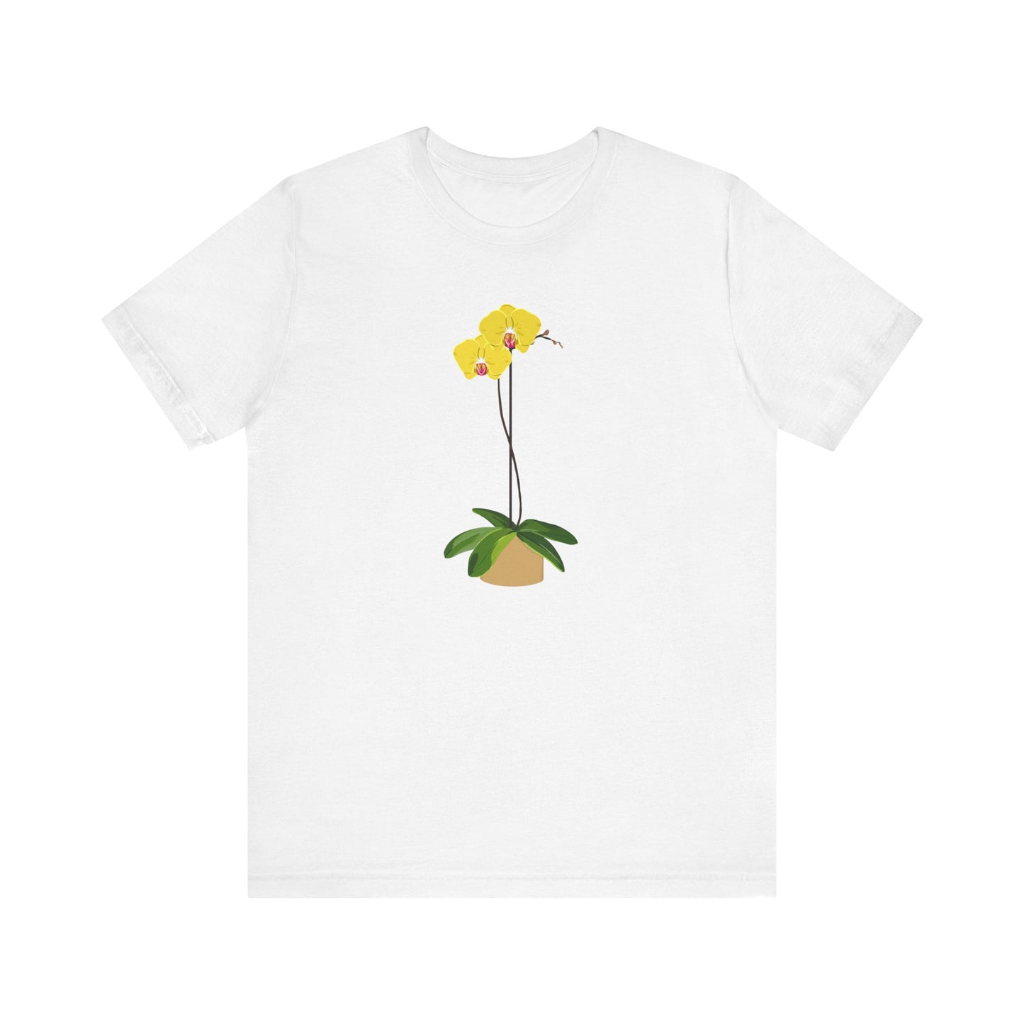 Yellow Orchid T-Shirt for Plant and Flower Lovers - White, Peach, Green or Blue