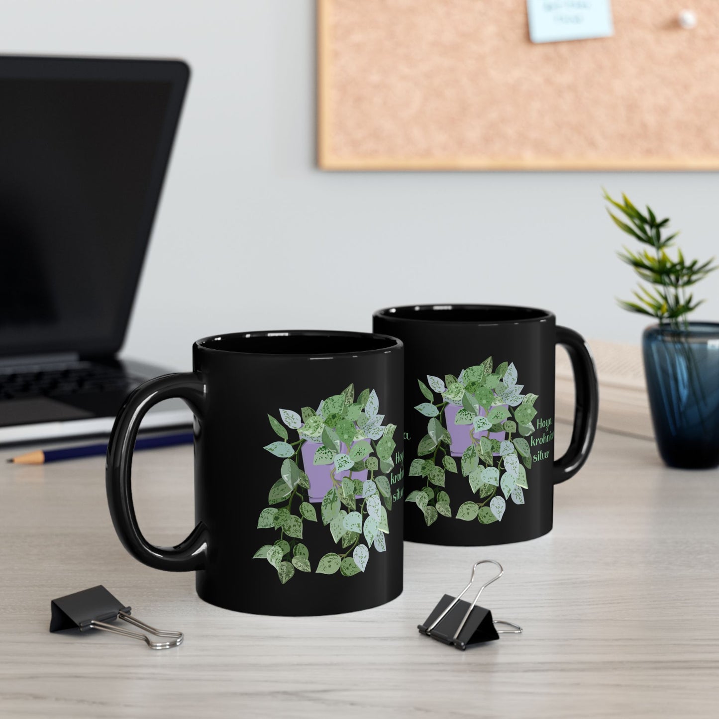 Hoya Krohniana Silver Plant Lover Mug - Black