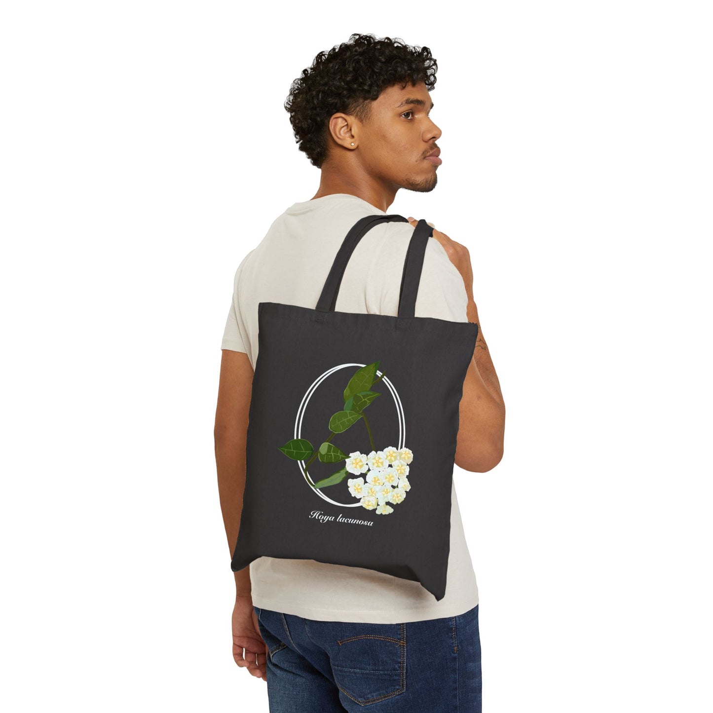 Hoya Lacunosa in Bloom Canvas Tote Bag - Black
