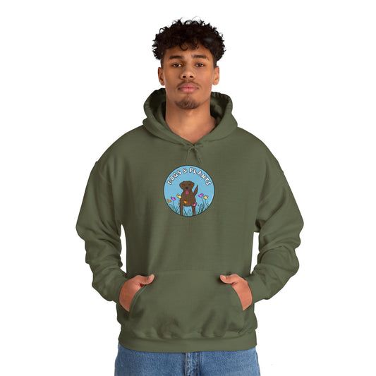 Dogs & Plants Hoodie for Brown Lab & Plant Lovers - Army Green