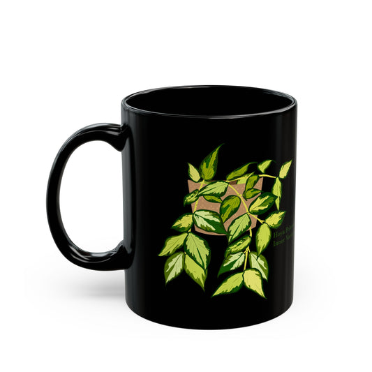Hoya Polyneura Inner Variegated Plant Lover Mug - Black