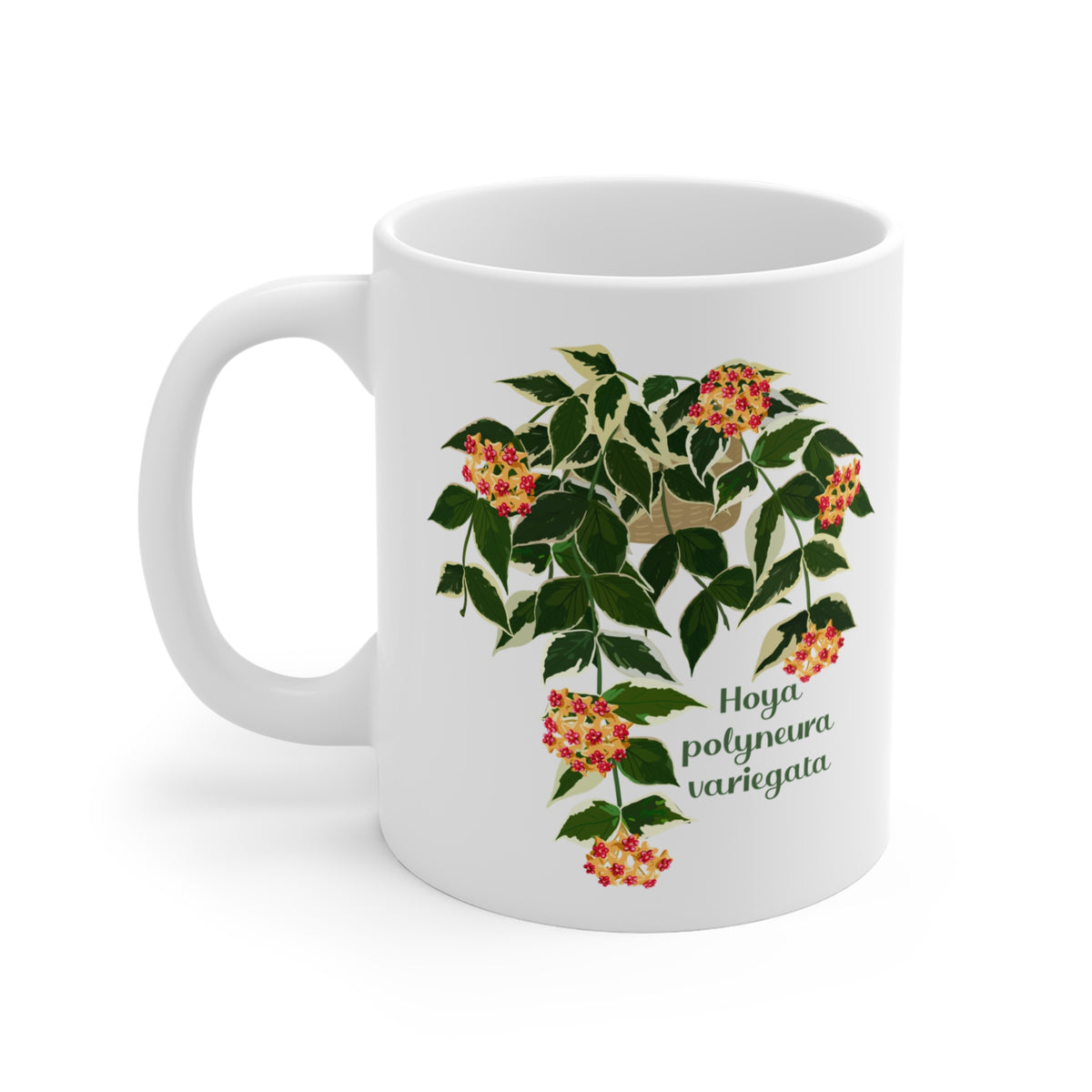 Blooming Hoya Polyneura Variegata Plant Lover Mug - White
