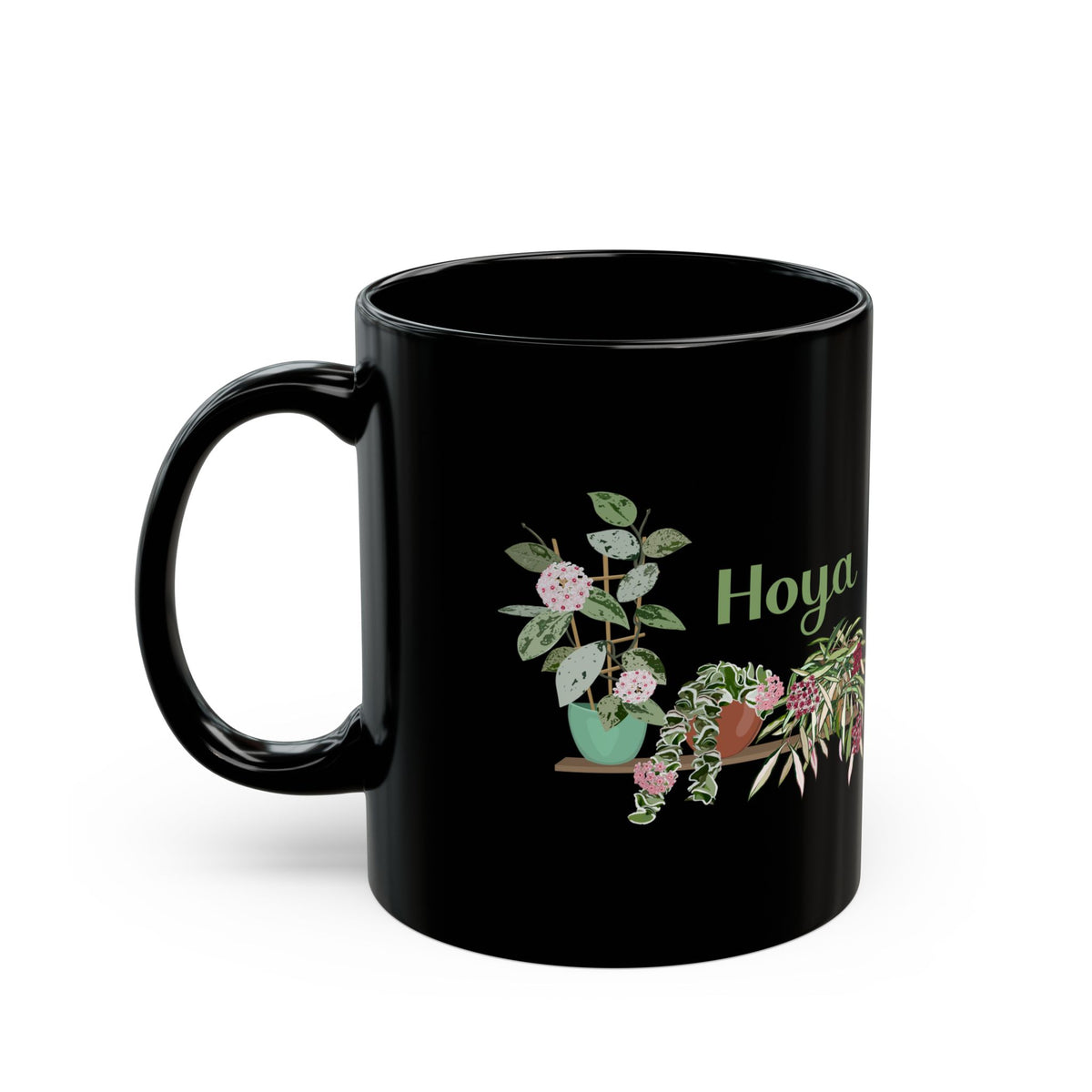 Hoya Hindu Rope, Carnosa, & Wayetii Trio Plant Lover Mug - Black