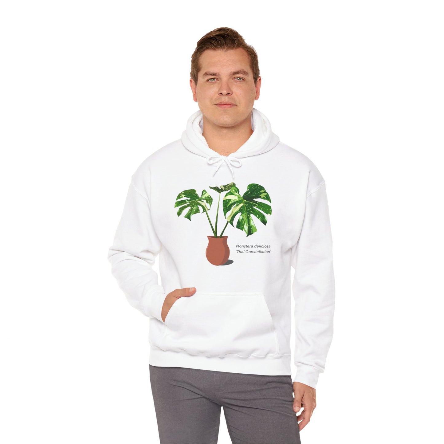 Monstera Deliciosa 'Thai Constellation' Plant Hoodie - White