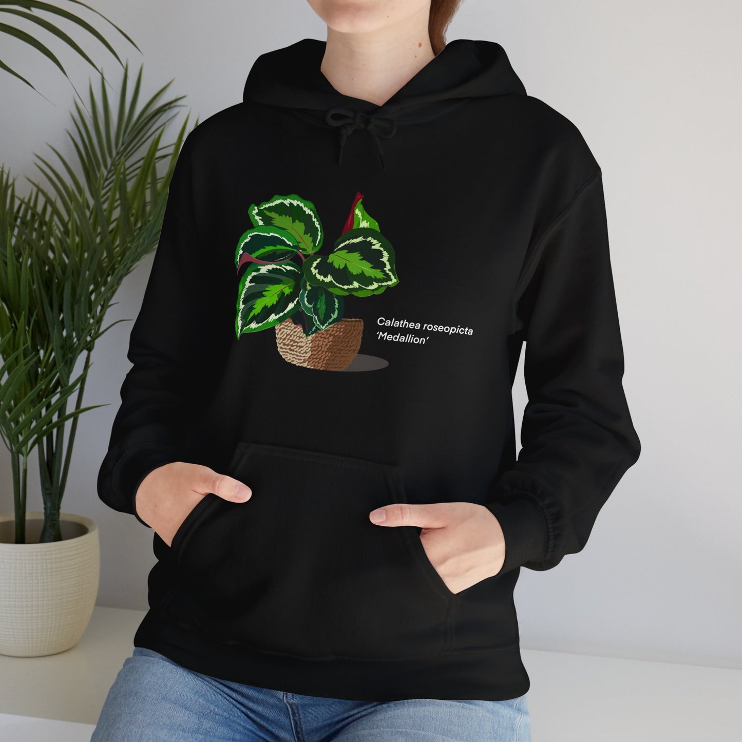 Calathea Roseopicta 'Medallion' Plant Hoodie - Black