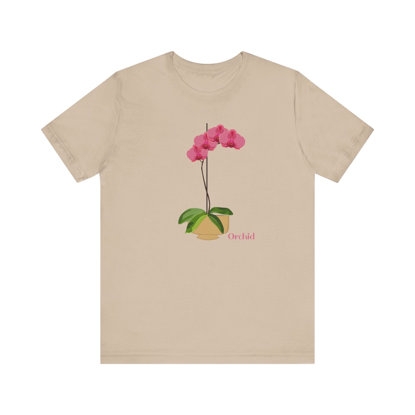 Pink Orchid T-Shirt for Plant and Flower Lovers - White, Tan, Mauve, Green or Blue