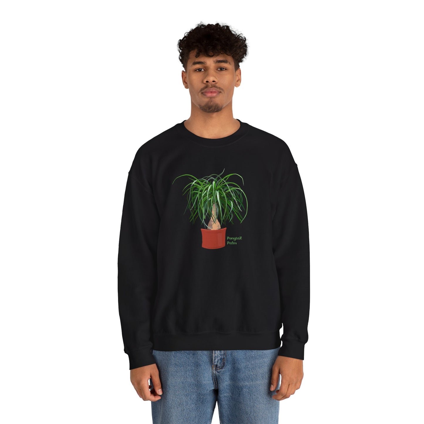 Ponytail Palm Plant Lover Crewneck Sweatshirt - Black