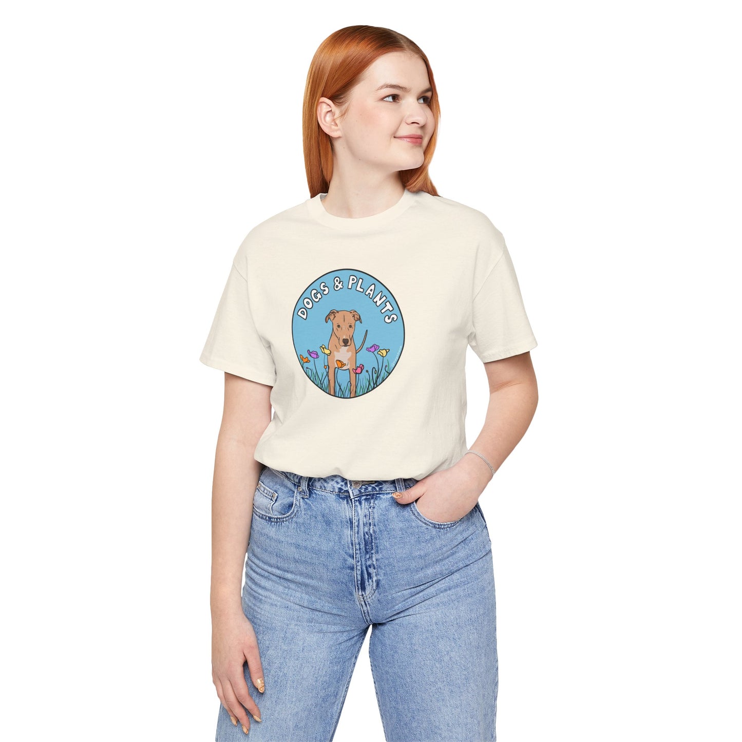 Dogs & Plants T-Shirt for Rescue Dog & Plant Lovers - White, Natural, Black, Sage