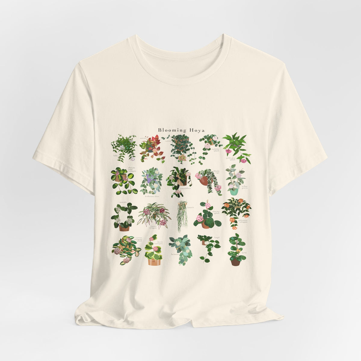 Blooming Hoya Chart T-Shirt for Plant Lovers - White, Natural