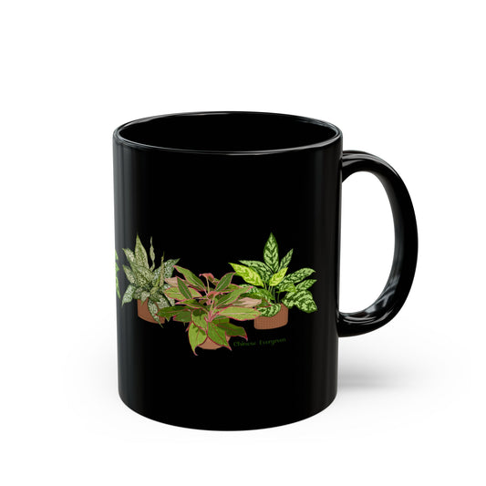 Chinese Evergreen Trio Plant Lover Mug - Black