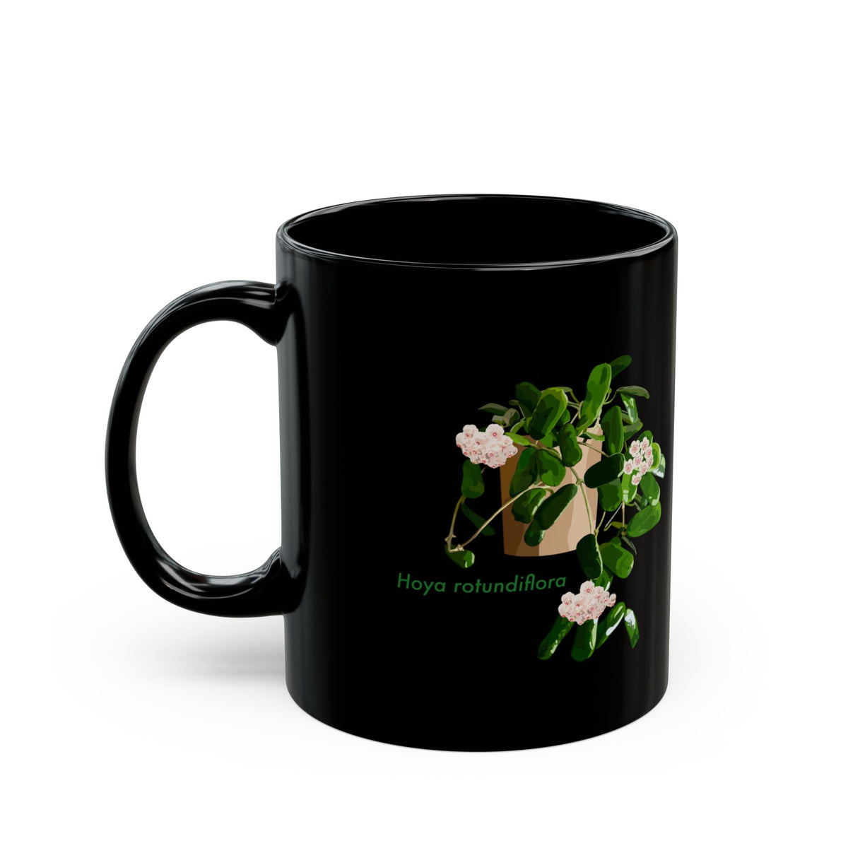 Blooming Hoya Rotundiflora Plant Lover Mug - Black