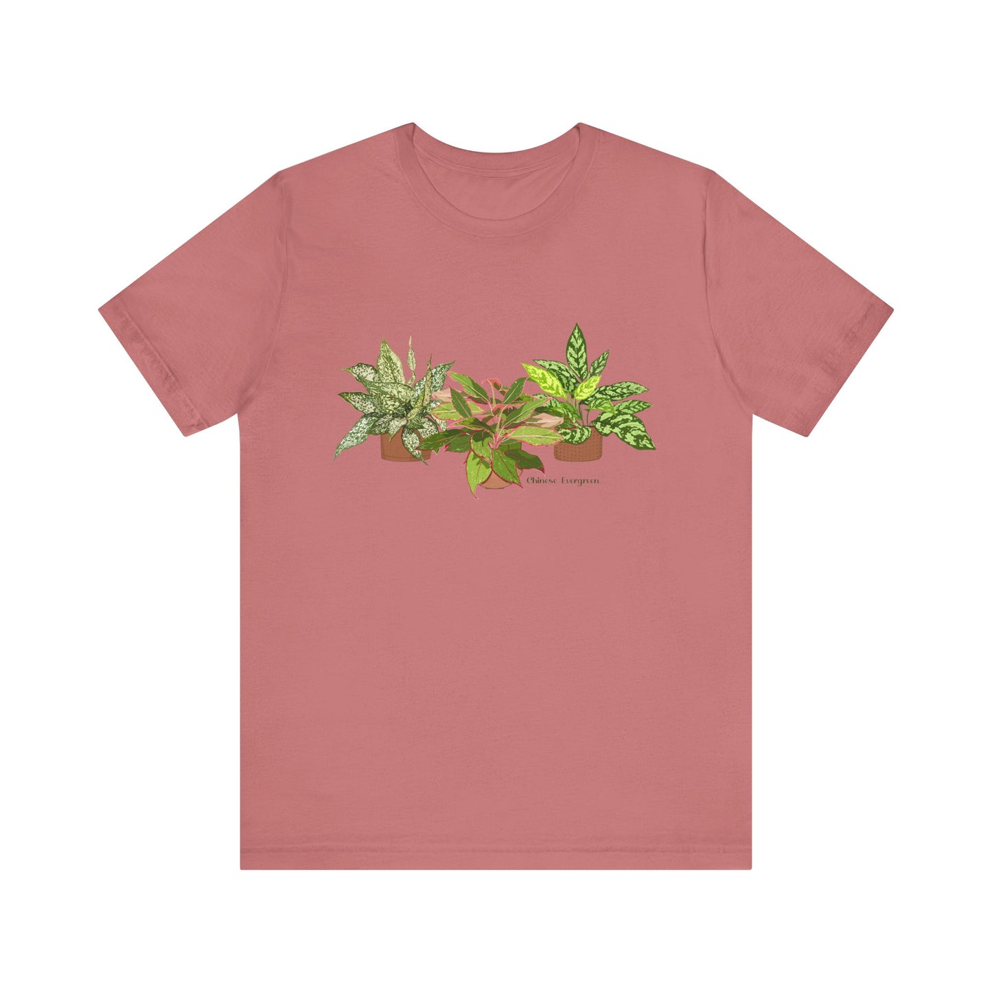 Chinese Evergreen Trio T-Shirt for Plant Lovers - White, Black, Mauve, Tan or Sage