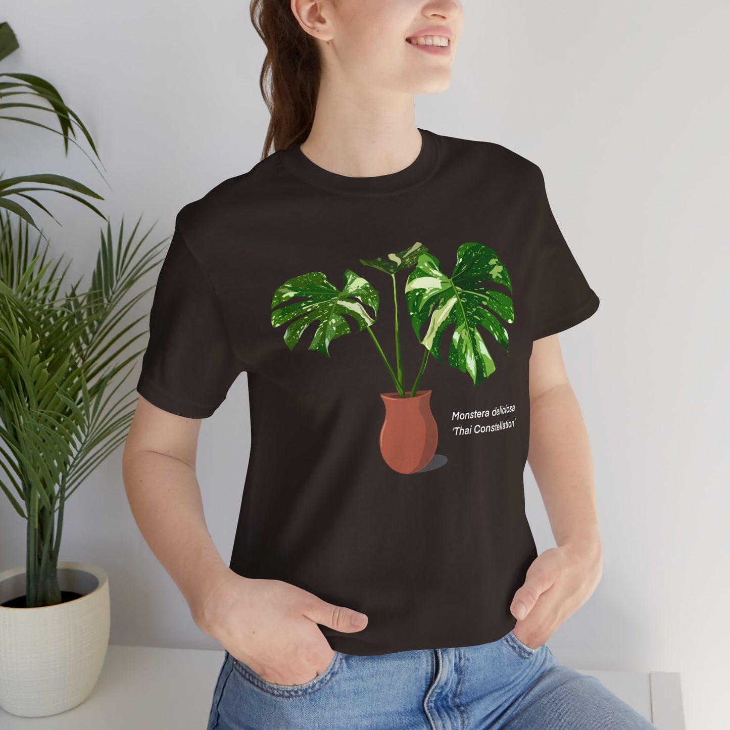 Monstera Deliciosa "Thai Constellation" Plant Lover T-shirt - Brown