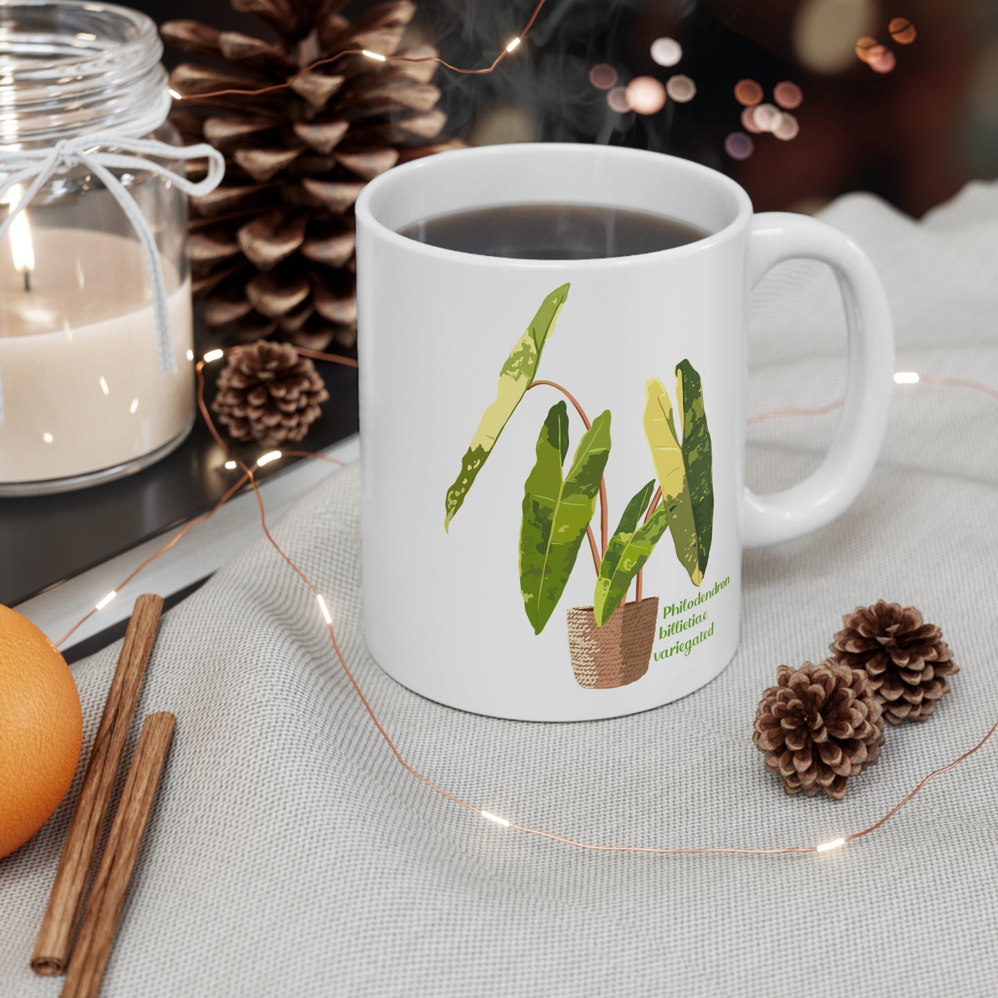 Philodendron Billietiae Variegated Plant Lover Mug - White