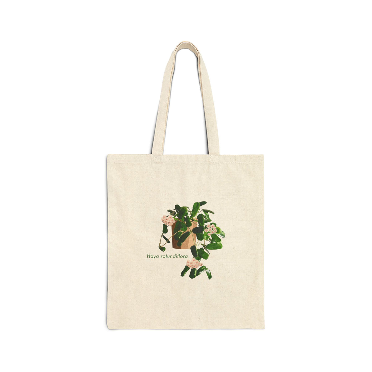 Blooming Hoya Rotundiflora Canvas Tote Bag | Potted Houseplant Illustration, Plant Lover Tote