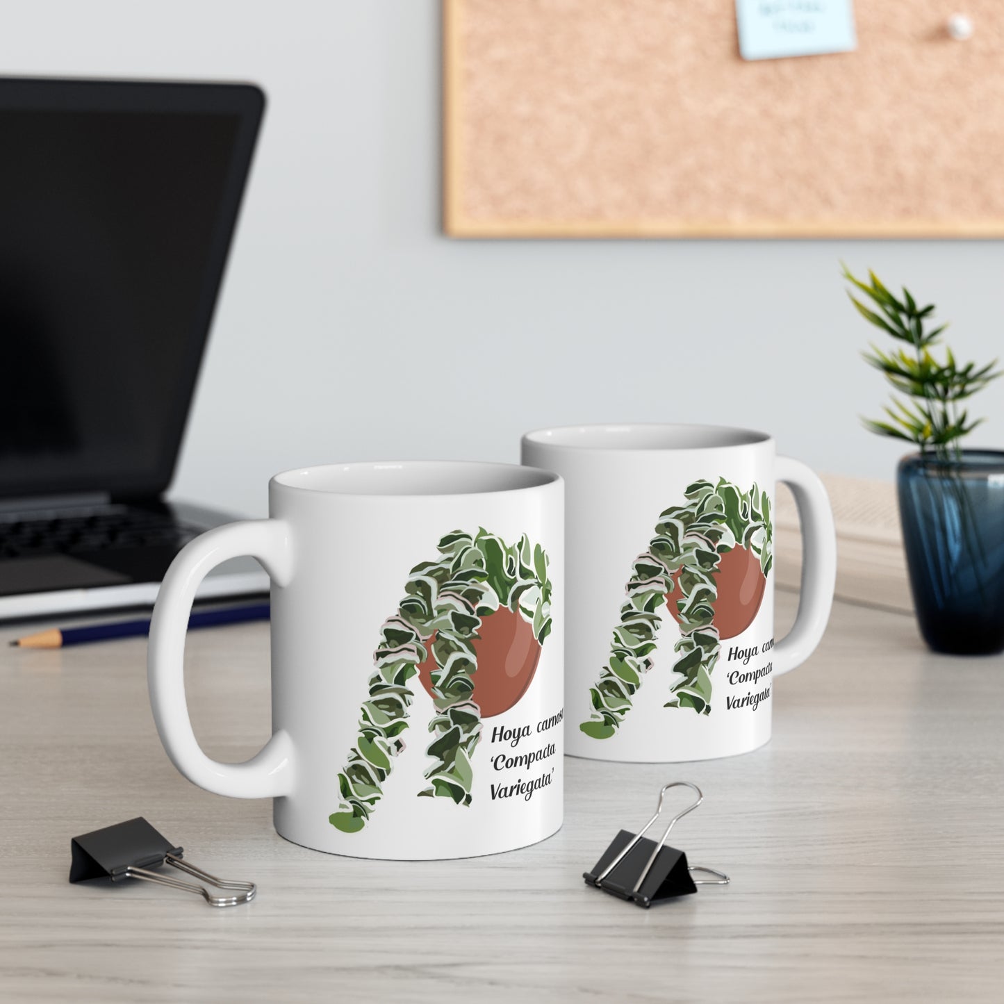 Hoya Carnosa Compacta Variegata coffee/tea mug. Original design of Hoya Hindu Rope mug. Great gift for plant lovers and Hoya lovers!