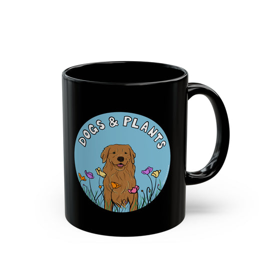 Dogs & Plants Golden Retriever & Plant Lover Mug - Black
