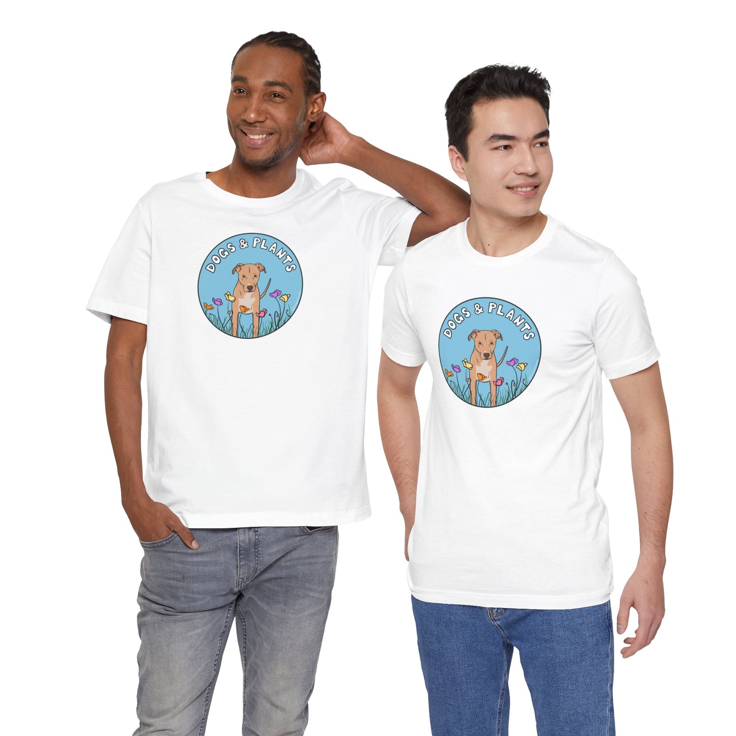 Dogs & Plants T-Shirt for Rescue Dog & Plant Lovers - White, Natural, Black, Sage