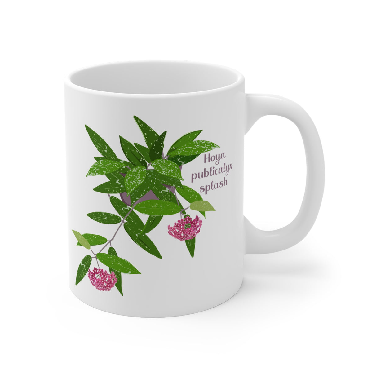 Blooming Hoya Publicalyx Splash Plant Lover Mug - White