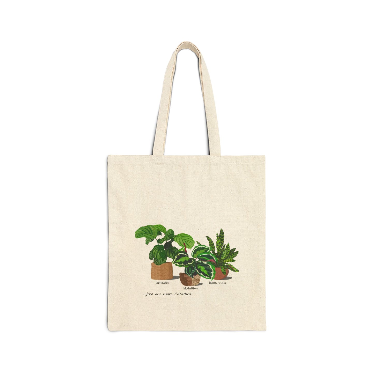 Calathea Orbifolia, Medallion and Rattlesnake Plant Trio Canvas Tote Bag