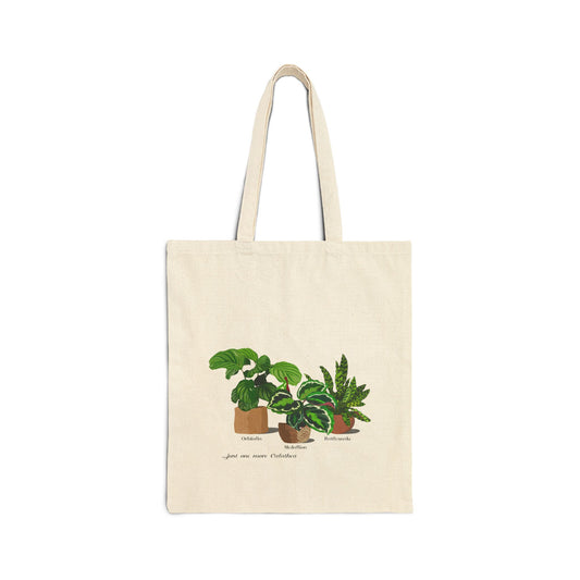 Calathea Orbifolia, Medallion and Rattlesnake Plant Trio Canvas Tote Bag