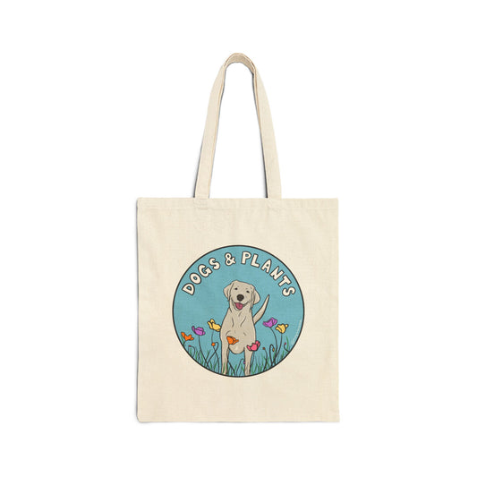 Dogs & Plants White Labrador & Plant Lover Canvas Tote Bag
