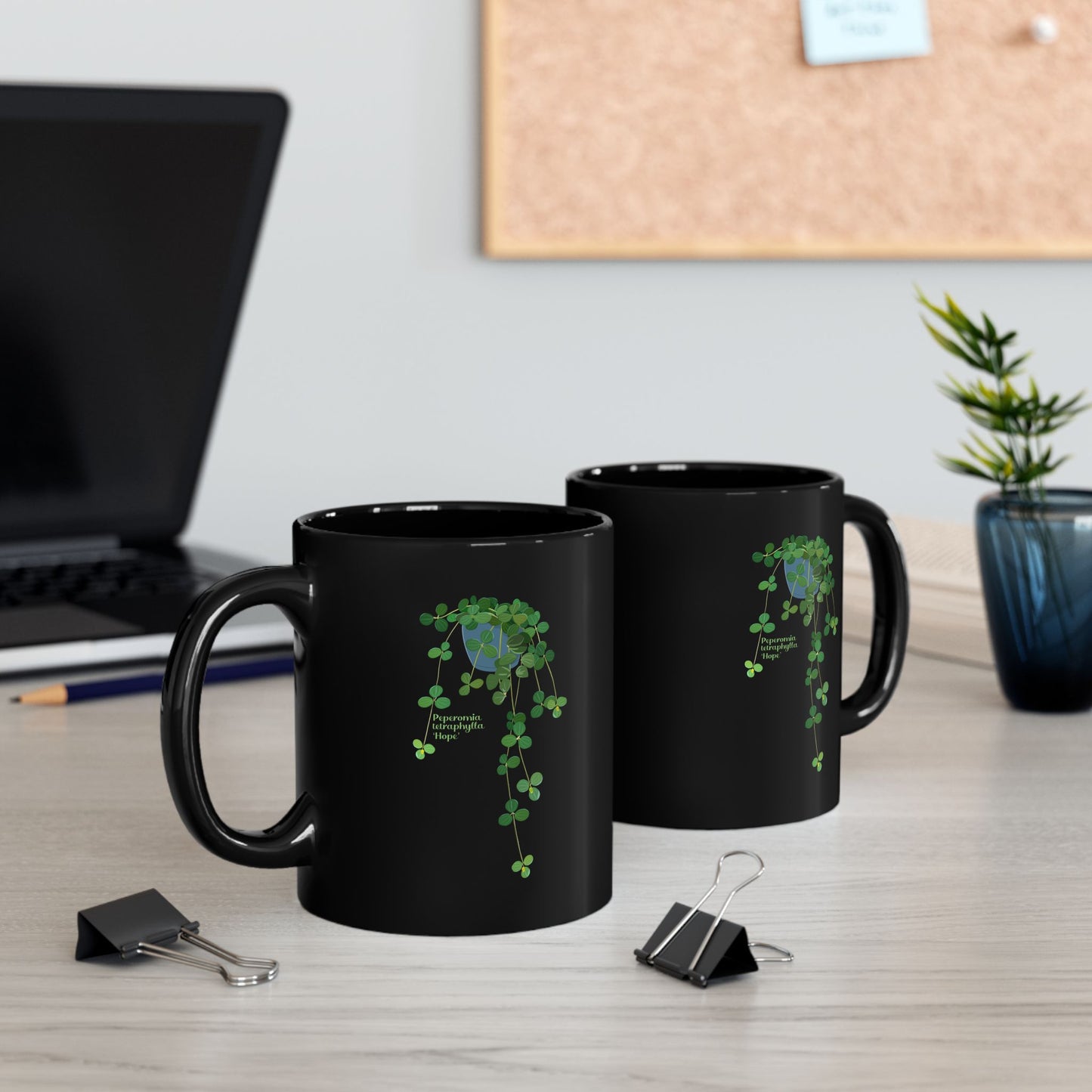 Peperomia Tetraphylla "Hope" Plant Lover Mug - Black